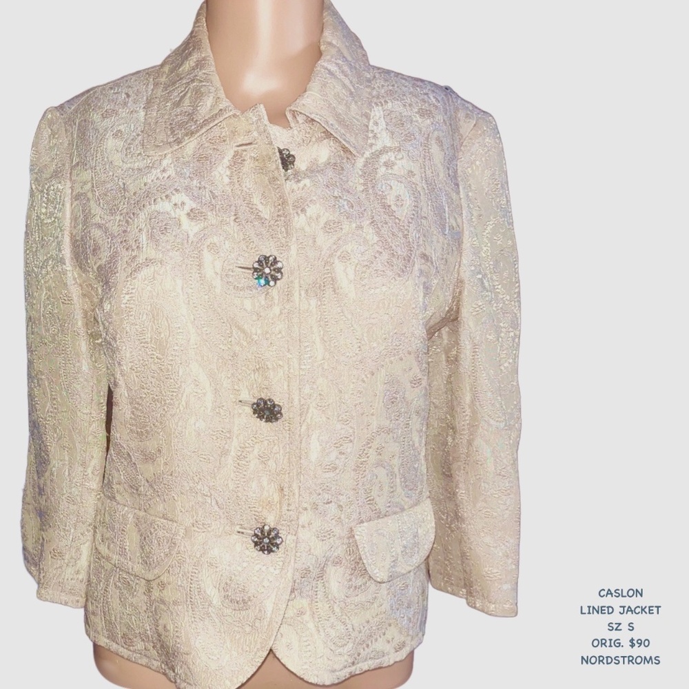Caslon Lined Jacket with Rhinestone Buttons Sz S